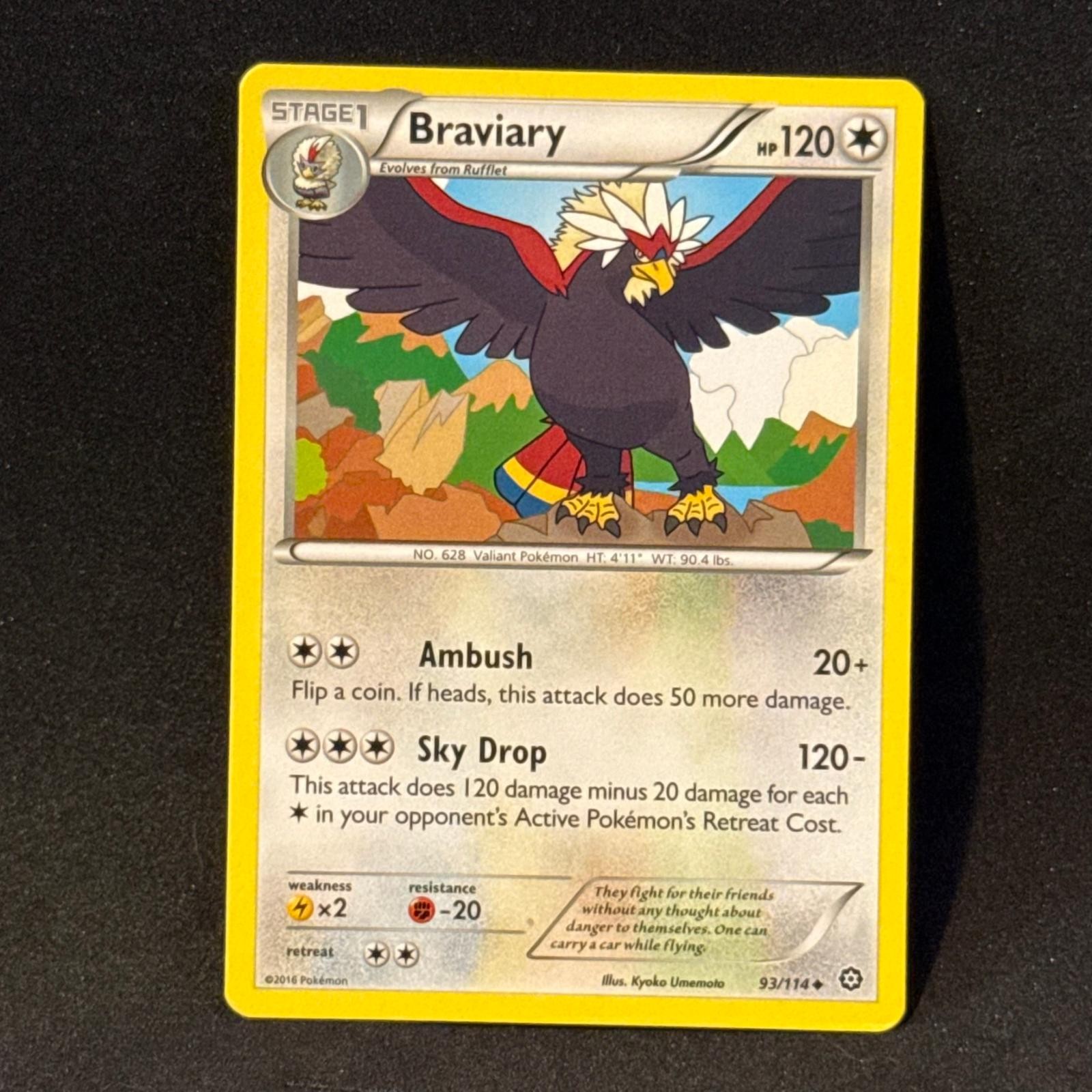 Braviary 93/114 Uncommon Steam Siege Pokemon Near Mint