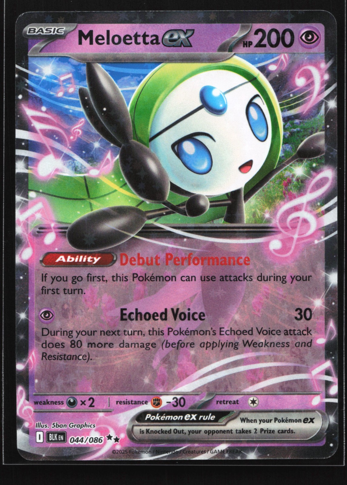 Pokemon Meloetta ex 044/086 Black Bolt Double Rare Holo NM