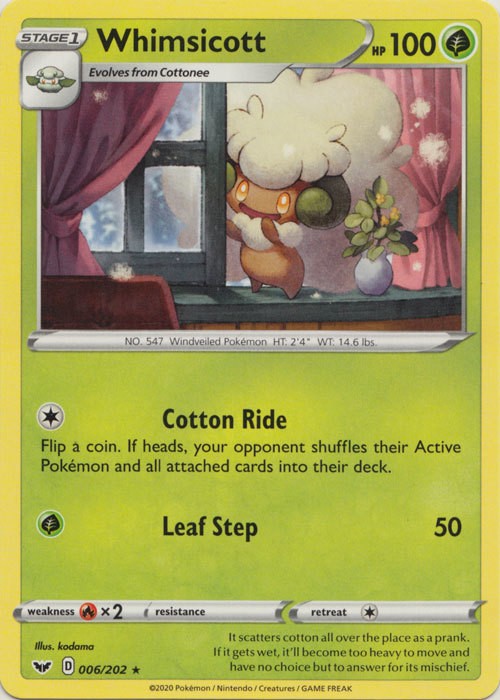 Whimsicott – 006/202 – Rare – Lightly Played