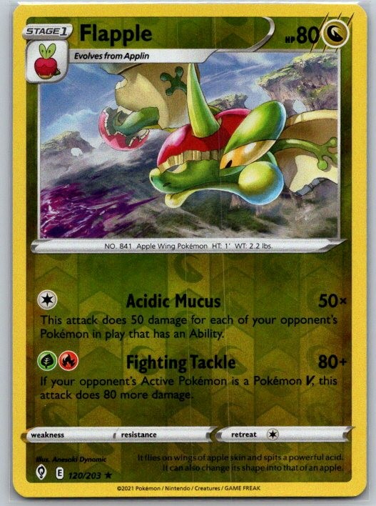 Flapple 120/203 Rare Evolving Skies Pokemon Reverse Holo Near Mint
