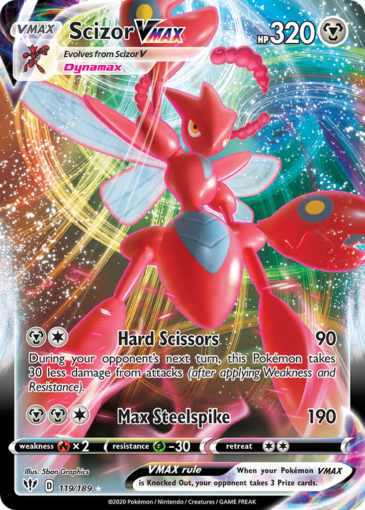 SCIZOR VMAX 119/189 HOLO VMAX RARE DARKNESS ABLAZE POKEMON NEAR MINT