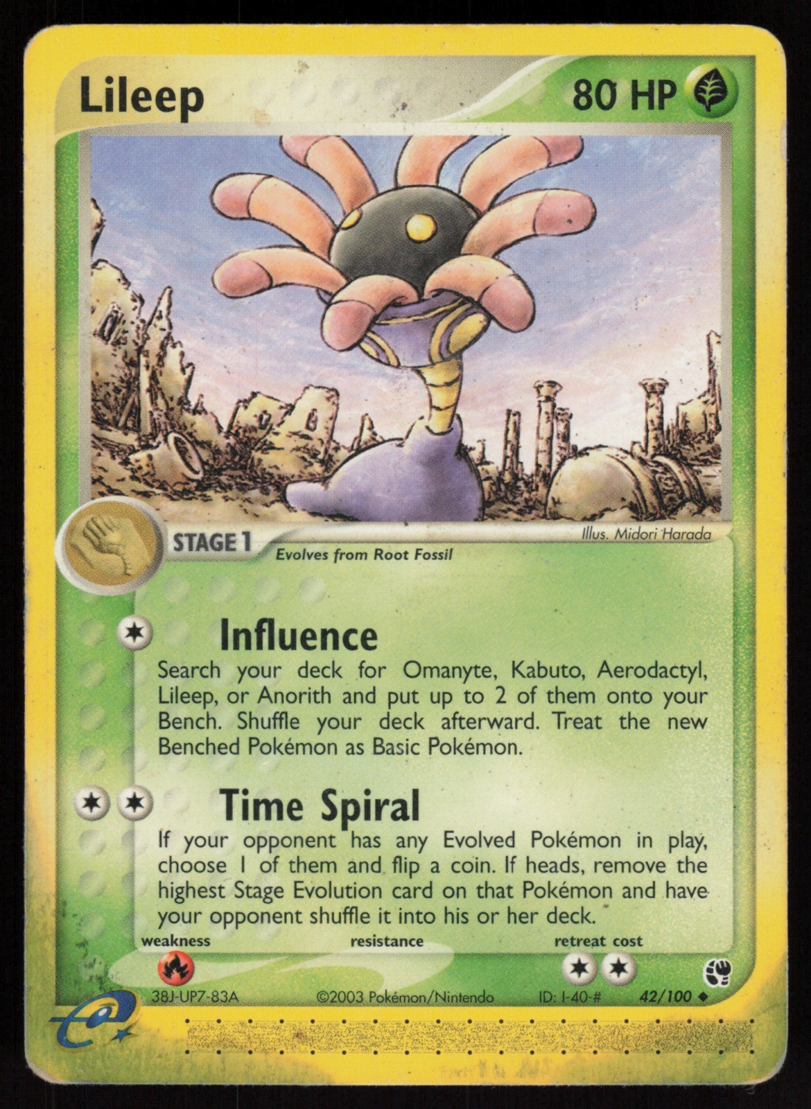 E-Reader Lileep – 42/100 Sandstorm Midori Harada Pokemon TCG Card