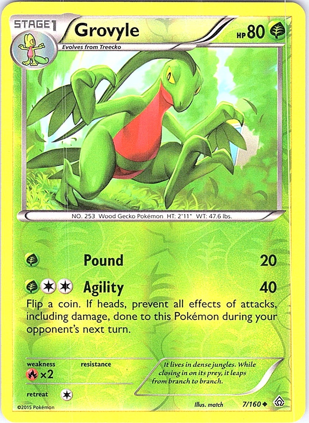 Grovyle Reverse Holo Uncommon XY – Primal Clash 7/160 NM