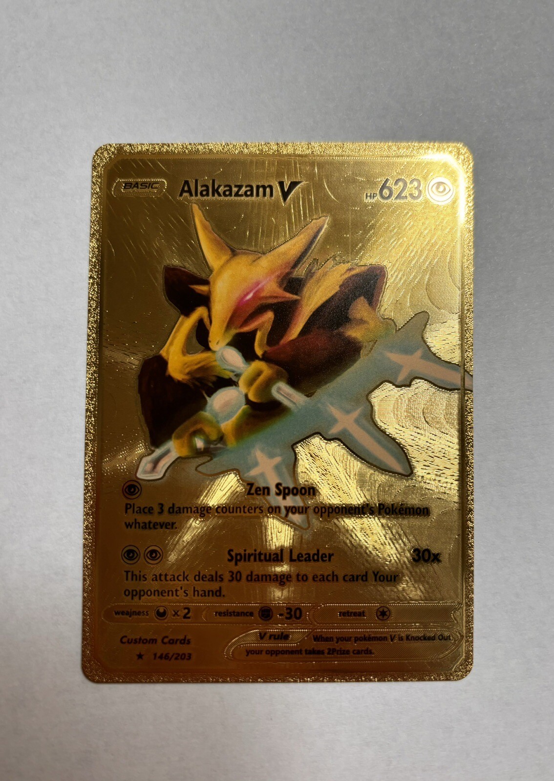 Alakazam V 146/203 HP 623 Gold Foil Fan Art Display Card RARE – NM