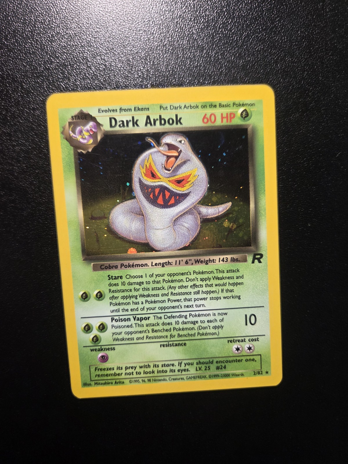 Pokémon TCG Dark Arbok Holo Rare Card No. 24 Vintage WOTC – MP