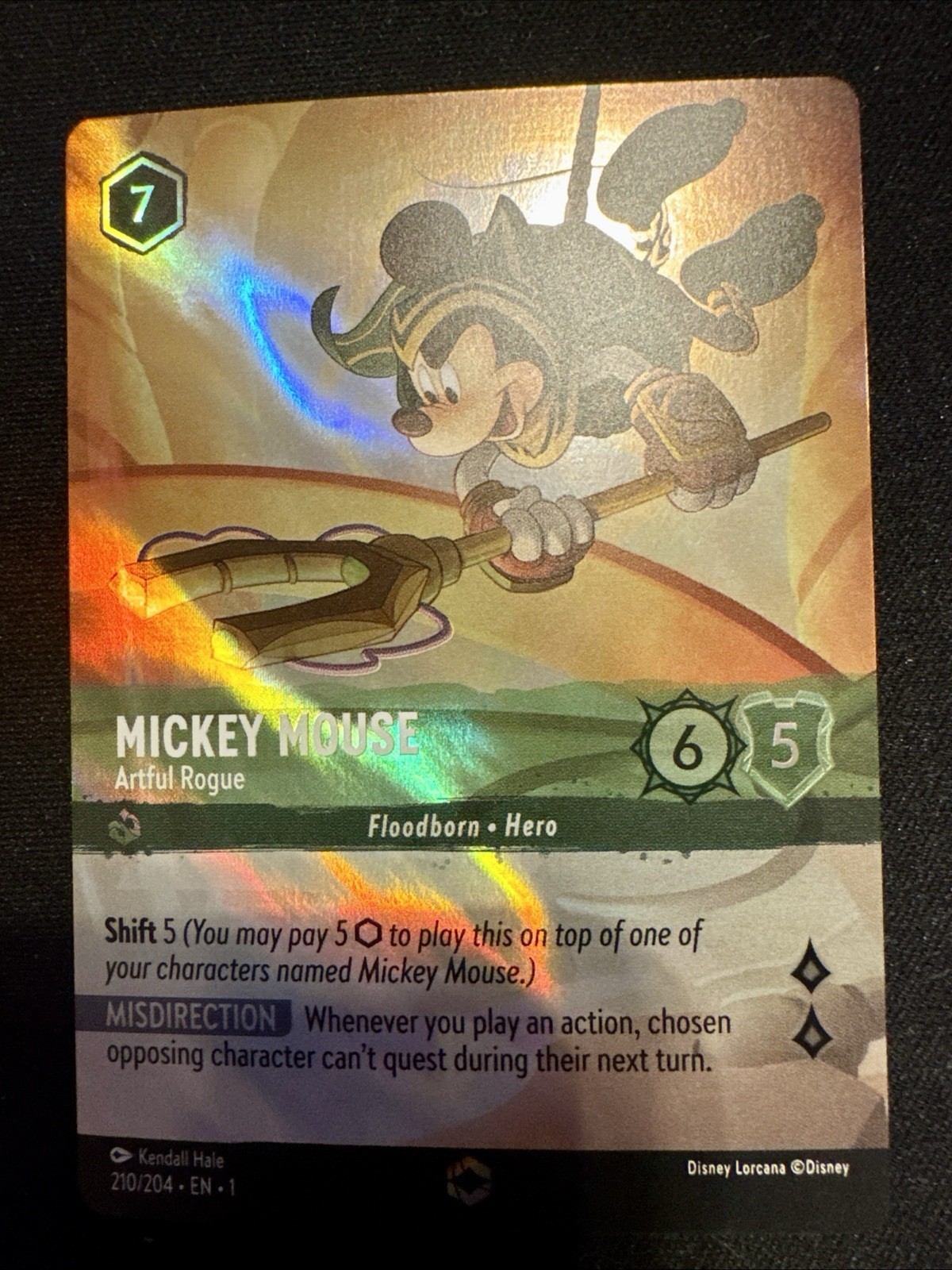 Disney Lorcana Mickey Mouse Artful Rogue Enchanted Card 210/204 First Chapter