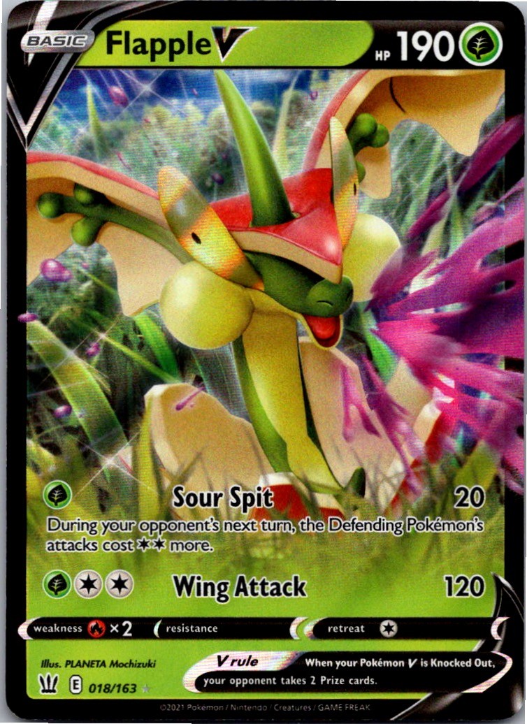 Flapple V 018/163 Holo V Rare Battle Styles Pokemon Near Mint