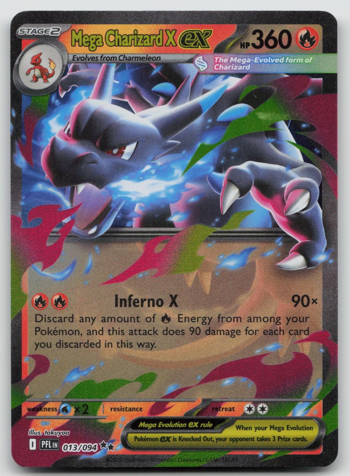 Mega Charizard X ex 013/094 Double Rare Phantasmal Flames Pokemon Holo Near Mint