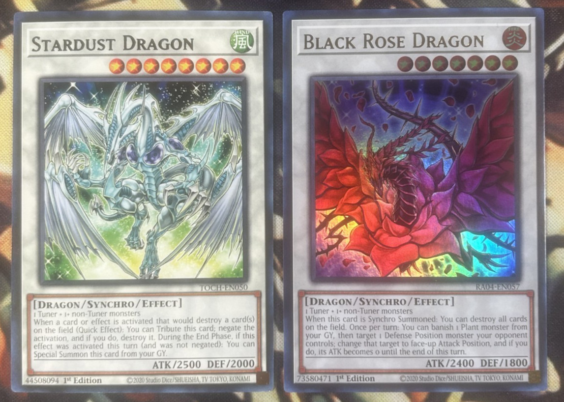 Yugioh: Stardust Dragon Rare + Black Rose Dragon Ultra Rare Holo – 1st Edition