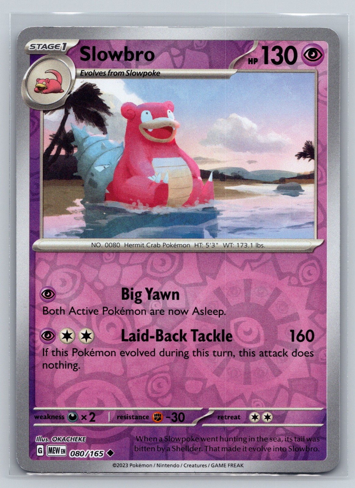 Slowbro 080/165 Pokemon 151 Psychic-Type Reverse Holo Stage 1 Pokemon TCG