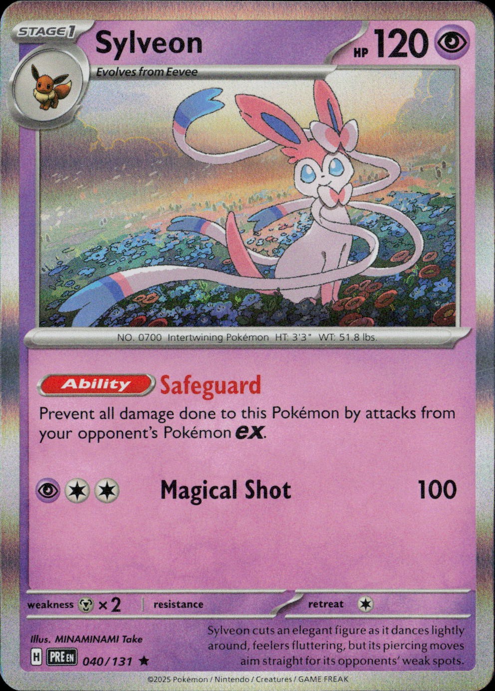 Sylveon PRE SV: Prismatic Evolutions #040/131 Rare Holo NM