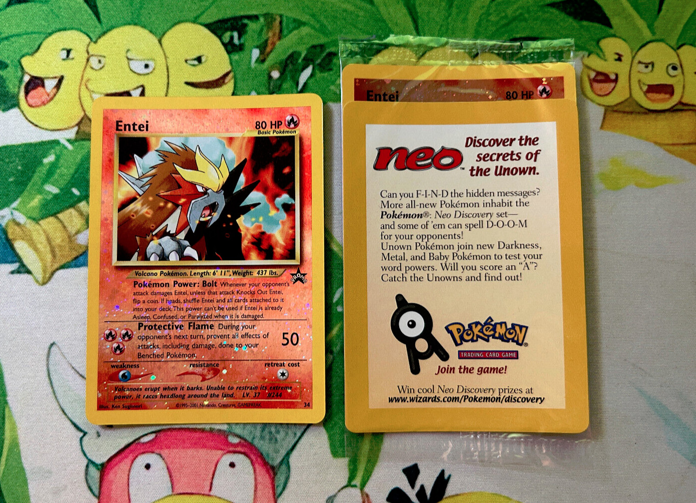 SEALED New Entei 34 Black Star Movie Promo Reverse Holo Neo Pokemon Card