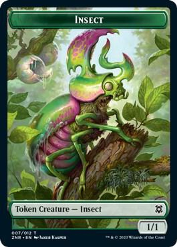 Angel Warrior // Insect Double-Sided Token Zendikar Rising Foil MTG 1 // 7 NM