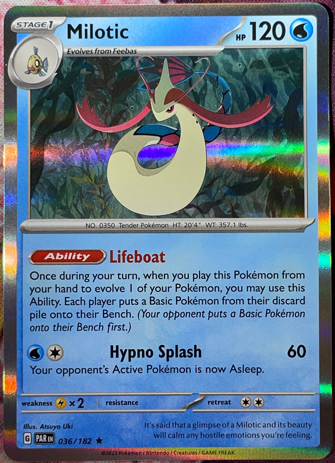 Milotic Holo Rare – 036/182 – Paradox Rift Pokemon 2023