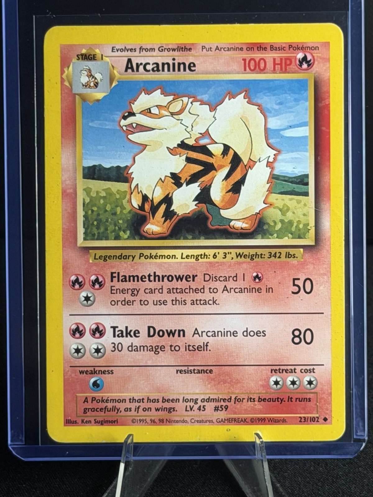 Arcanine Base Set 23/102 WotC Unlimited Regular Rare 1999 English 100 HP