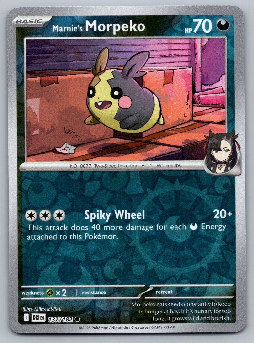 2025 Pokemon Destined Rivals Marnie’s Morpeko 137/182 Reverse Holo