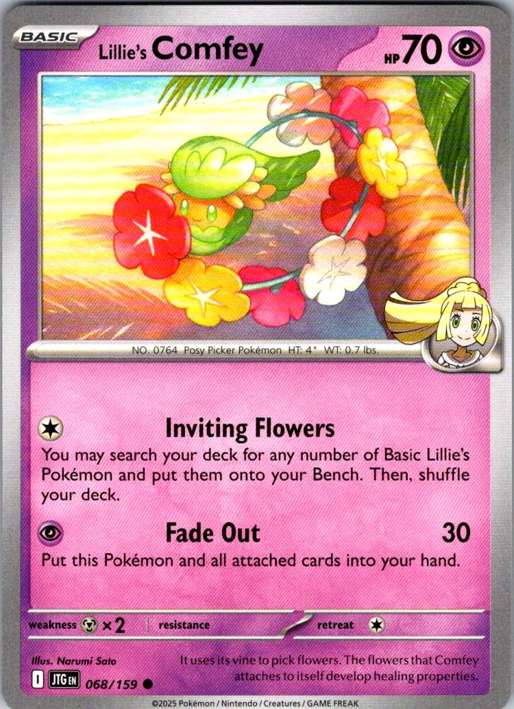 Pokemon Lillie’s Comfey Normal Common SV09: Journey Together 068/159 NM