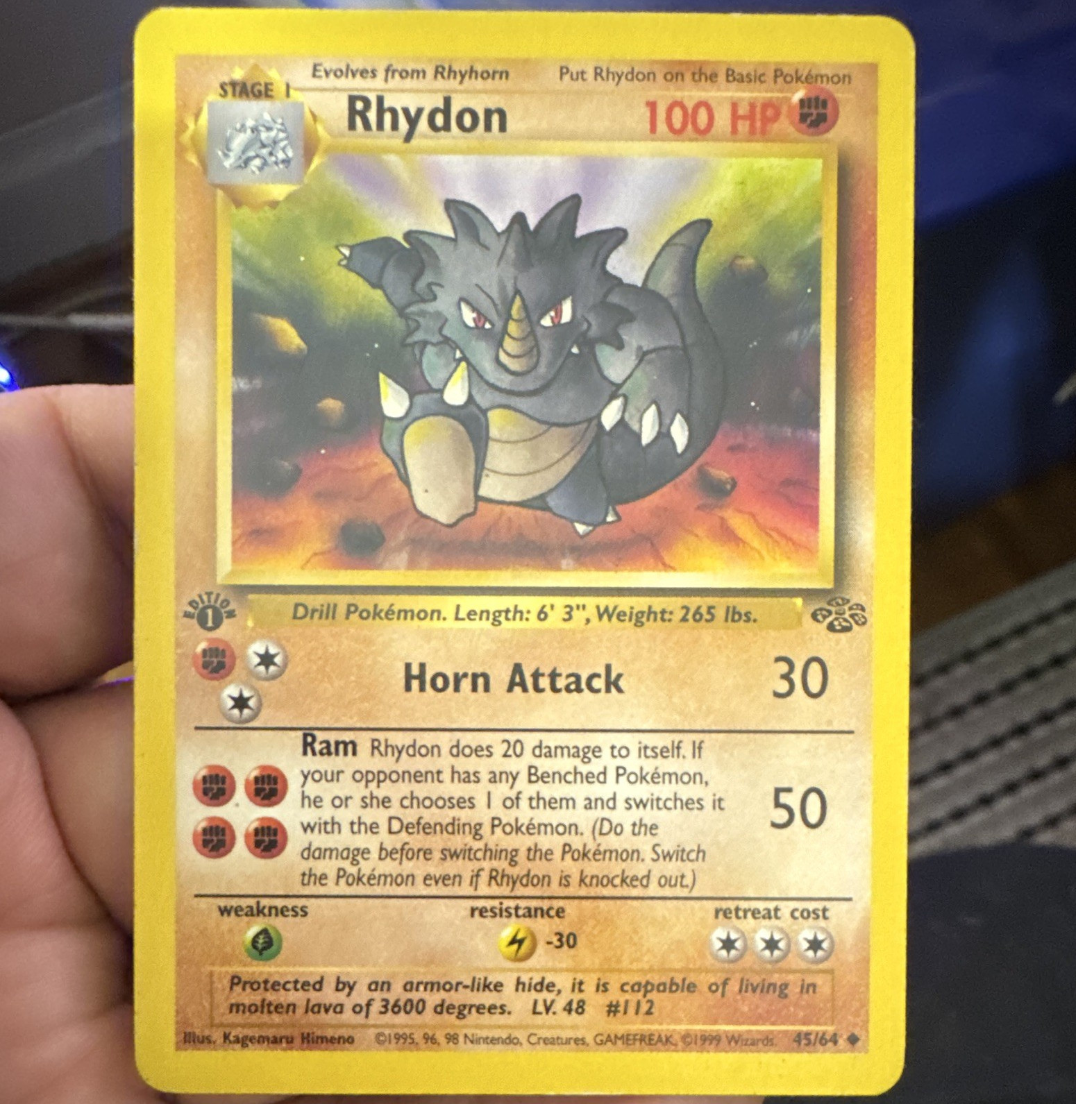 Wizards Rhydon 45/64 Jungle Regular Uncommon 1st Edition EN 1999 100HP Stage 1