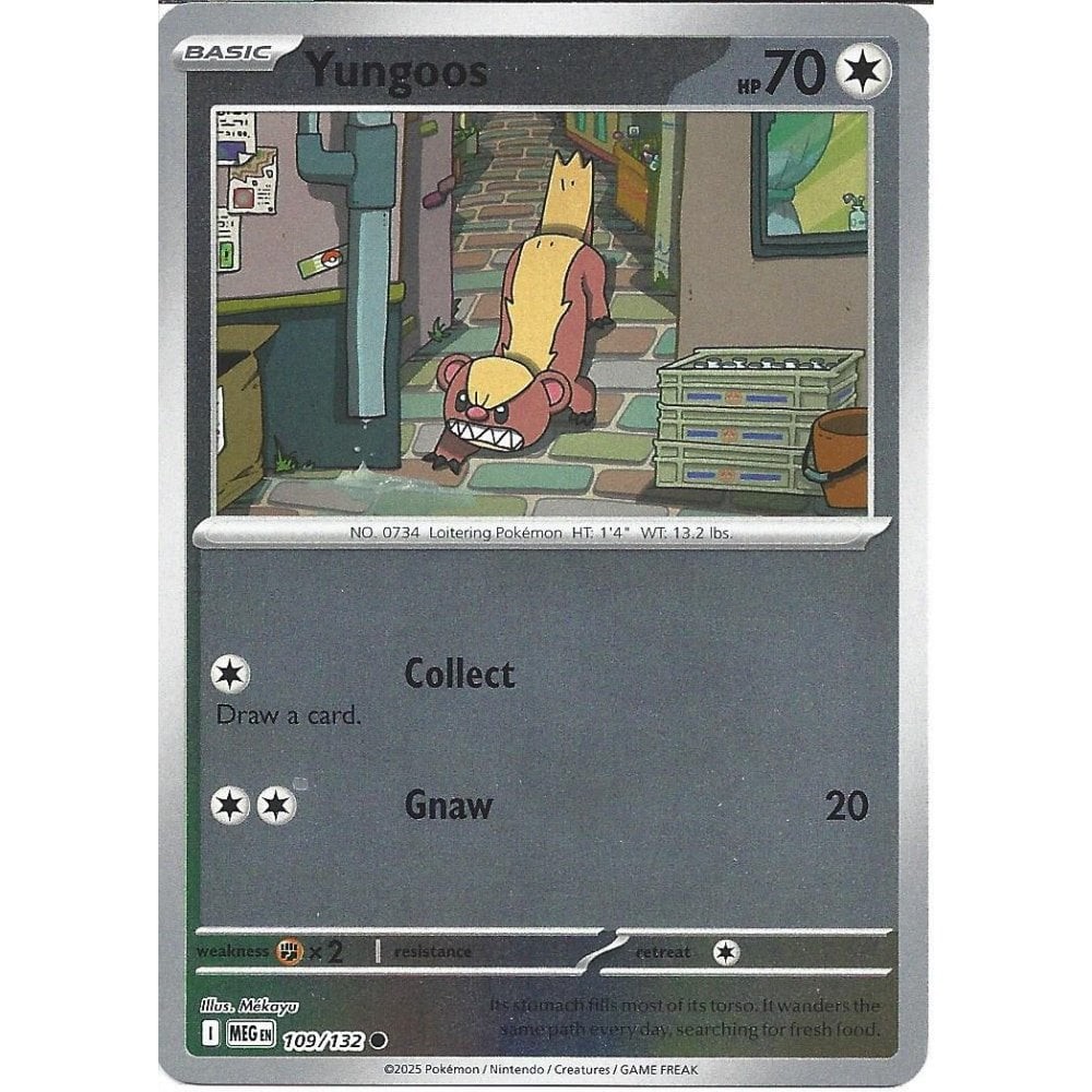 YUNGOOS 109/132 MEGA EVOLUTIONS POKEMON (REVERSE HOLO, NM)