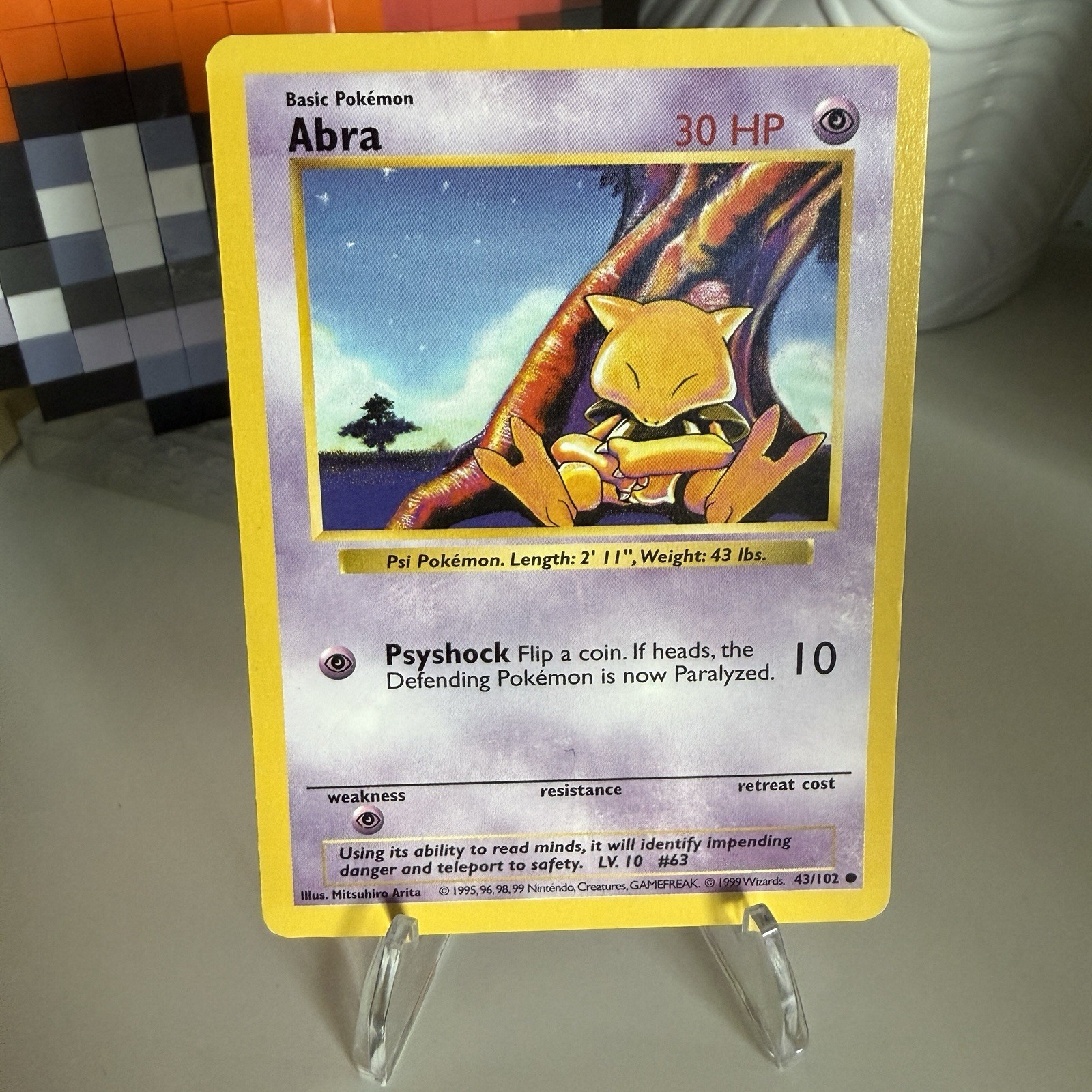 Abra 43/102 Common Base Set Shadowless Pokemon Unlimited HP