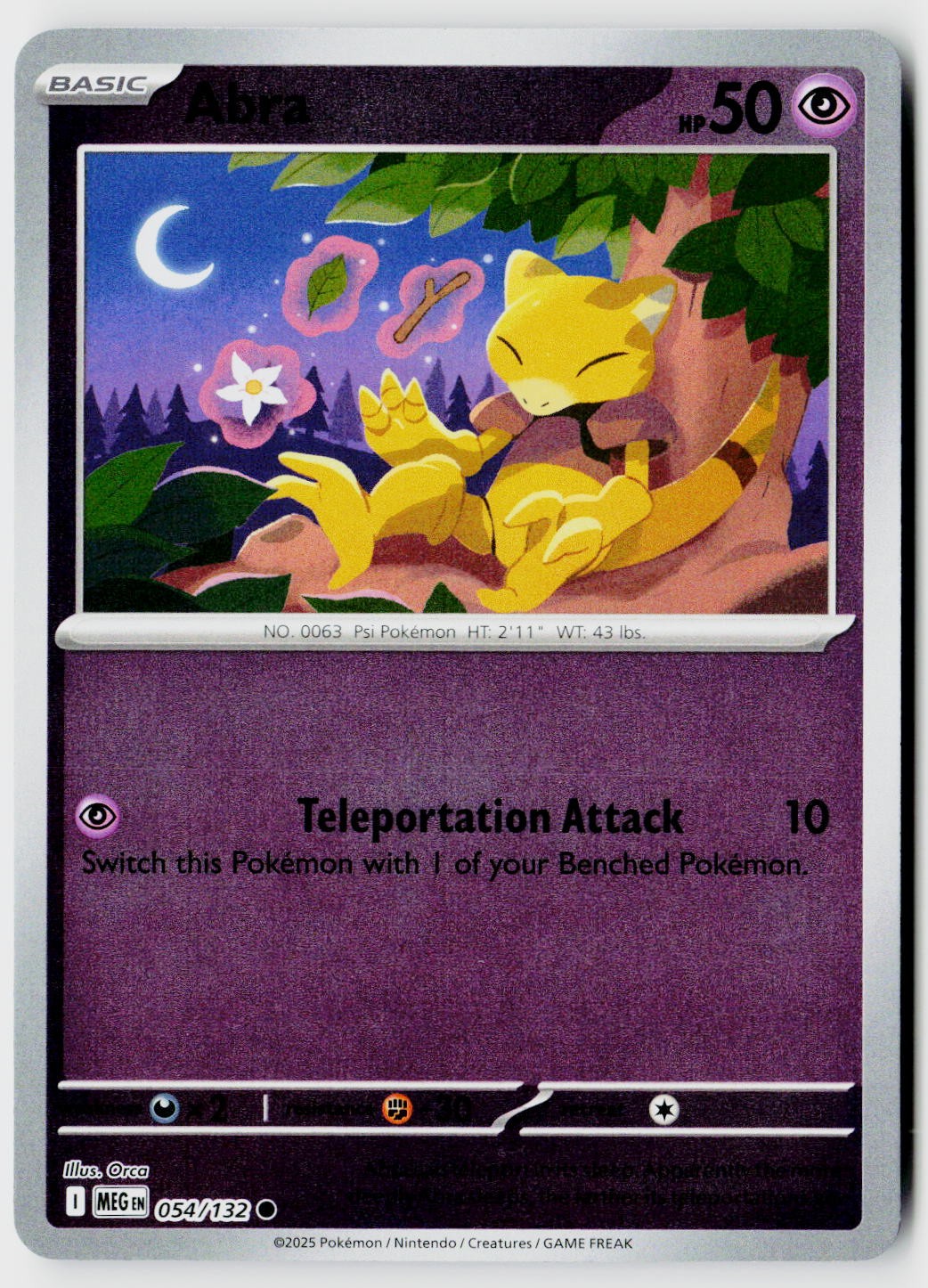 Abra 054/132 Common Mega Evolution Pokemon Reverse Holo Near Mint