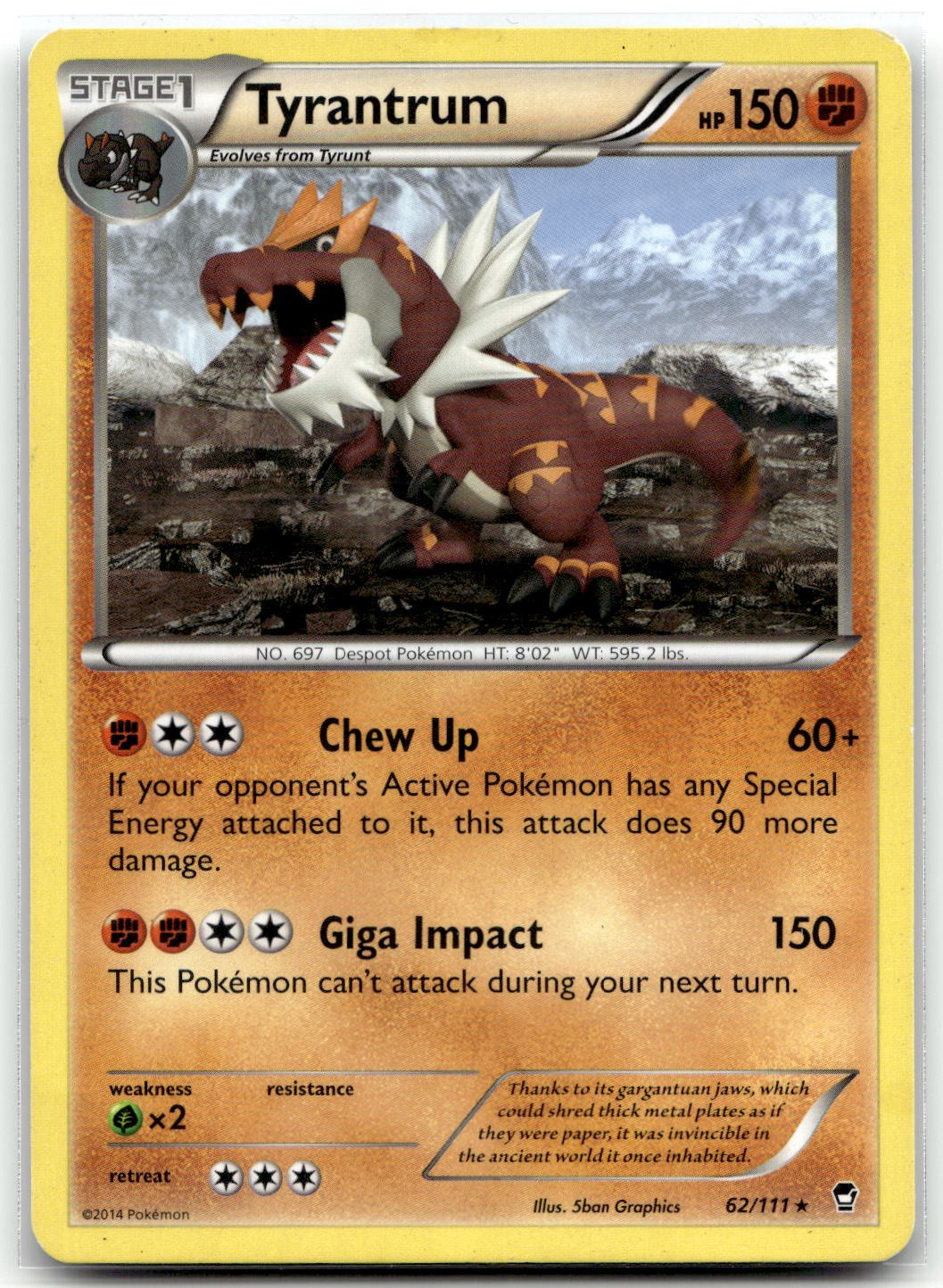 Tyrantrum 62/111 XY – Furious Fists Rare Pokemon TCG HP