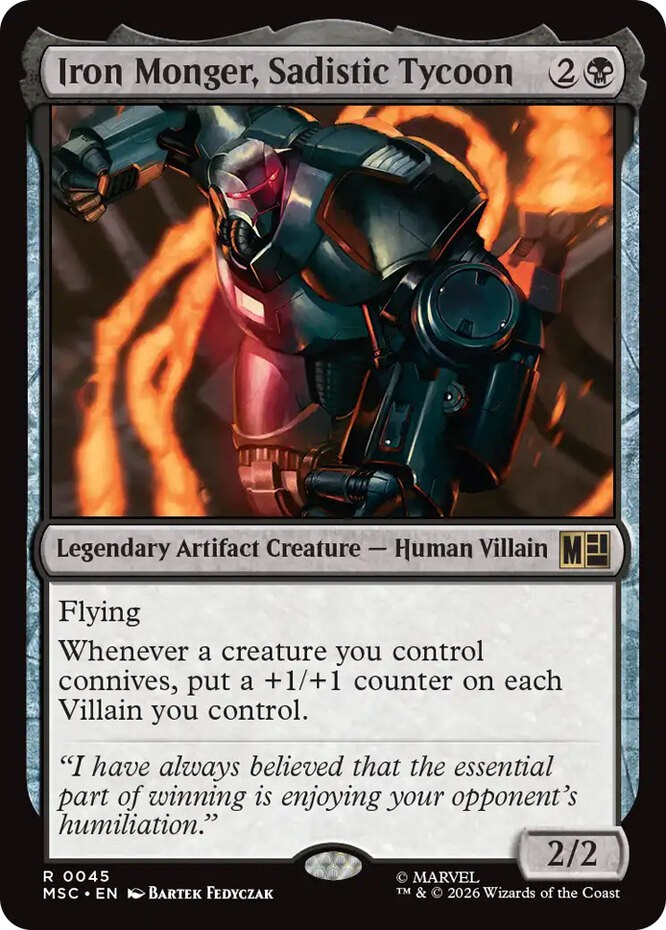 x1 Iron Monger, Sadistic Tycoon R MTG Commander: Marvel Super Heroes M/NM, Engli