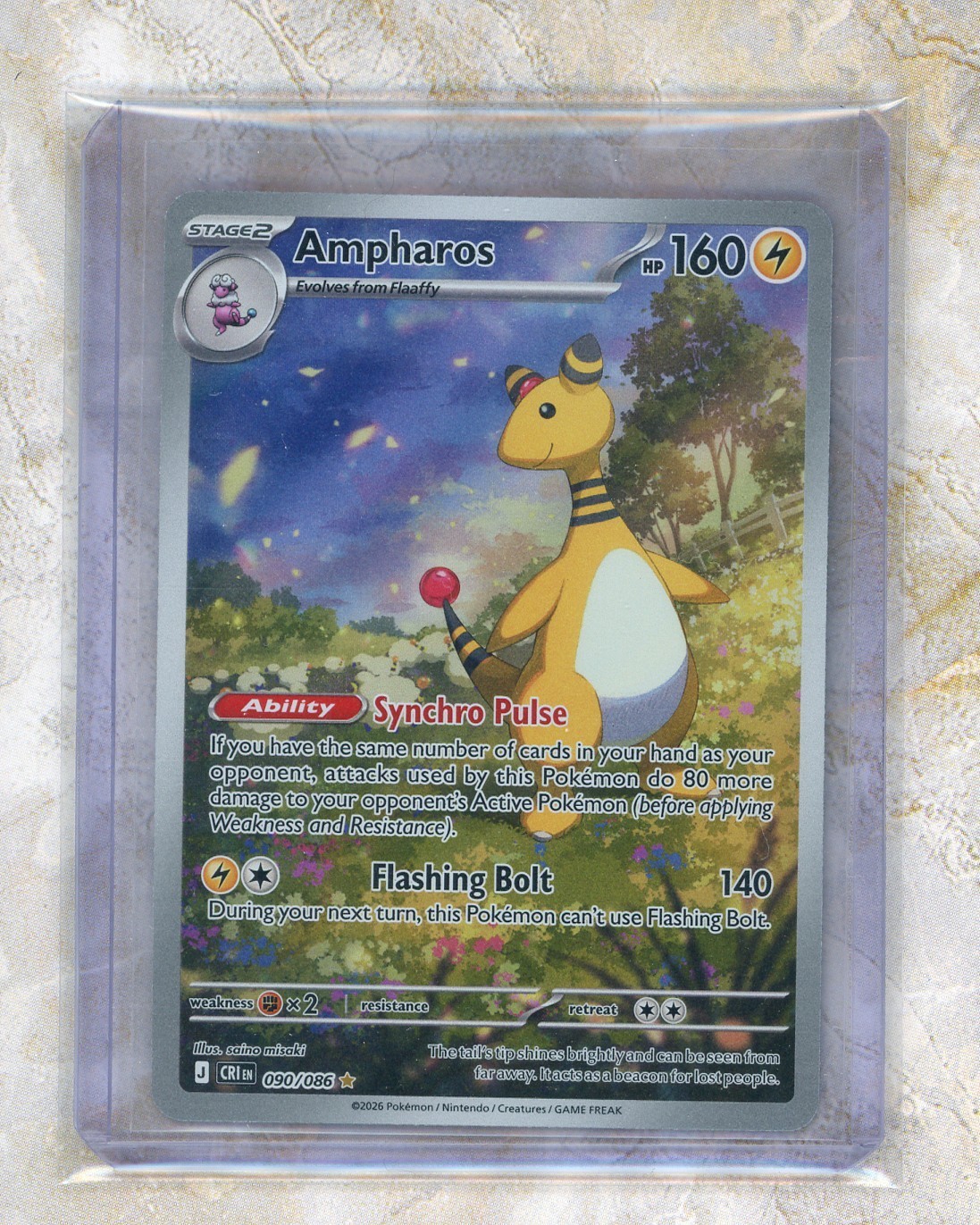 2026 Pokemon CRI EN-Chaos Rising #090/086 Ampharos Illustration Rare IR