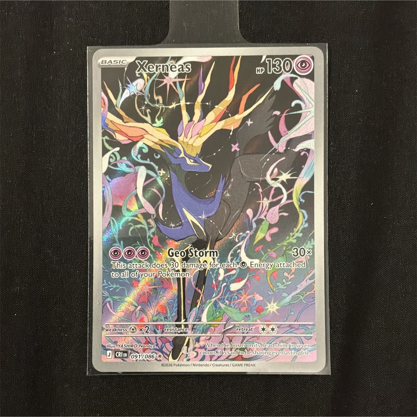 Pokémon TCG Xerneas Rare Full Art Holo 091/086 Crown Zenith 130 HP Basic