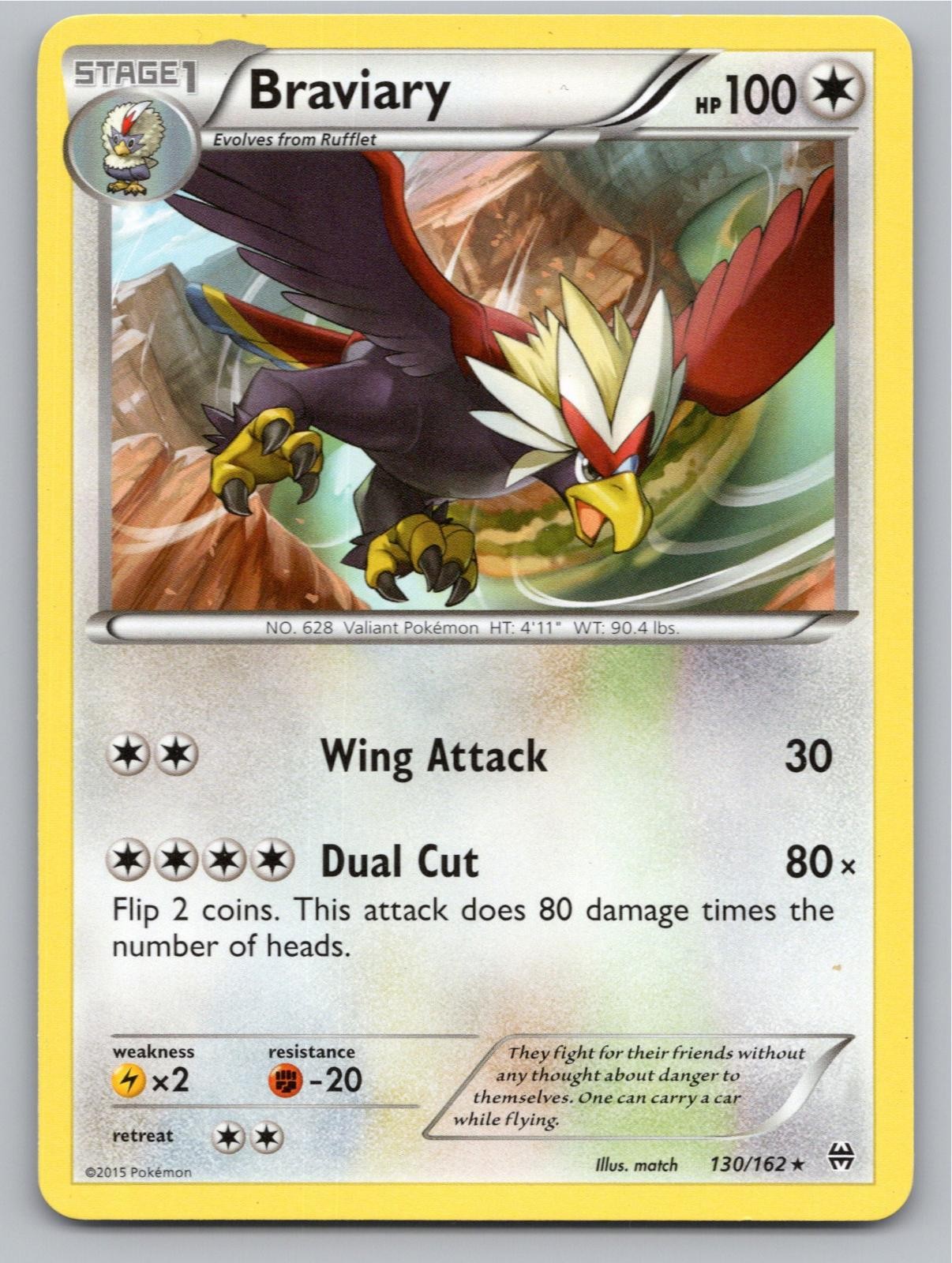 2015 POKEMON BRAVIARY BREAKTHROUGH 130/162 RARE NM A25109 FREE S&H