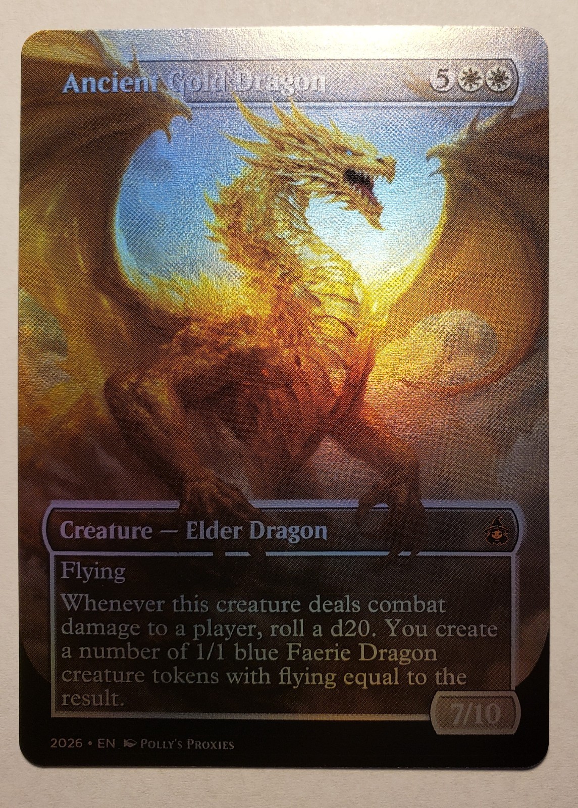 Ancient Gold Dragon FOIL Proxy Card with Custom Fantasy Art Design