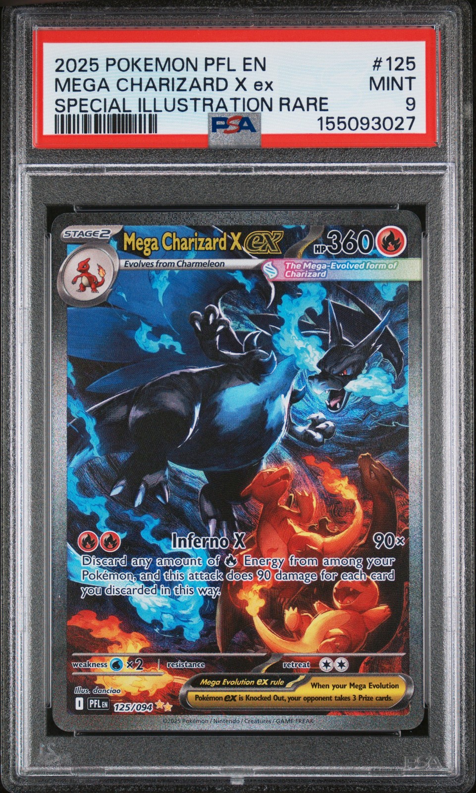 Mega Charizard X ex ME02: Phantasmal Flames #125/094 PSA 9