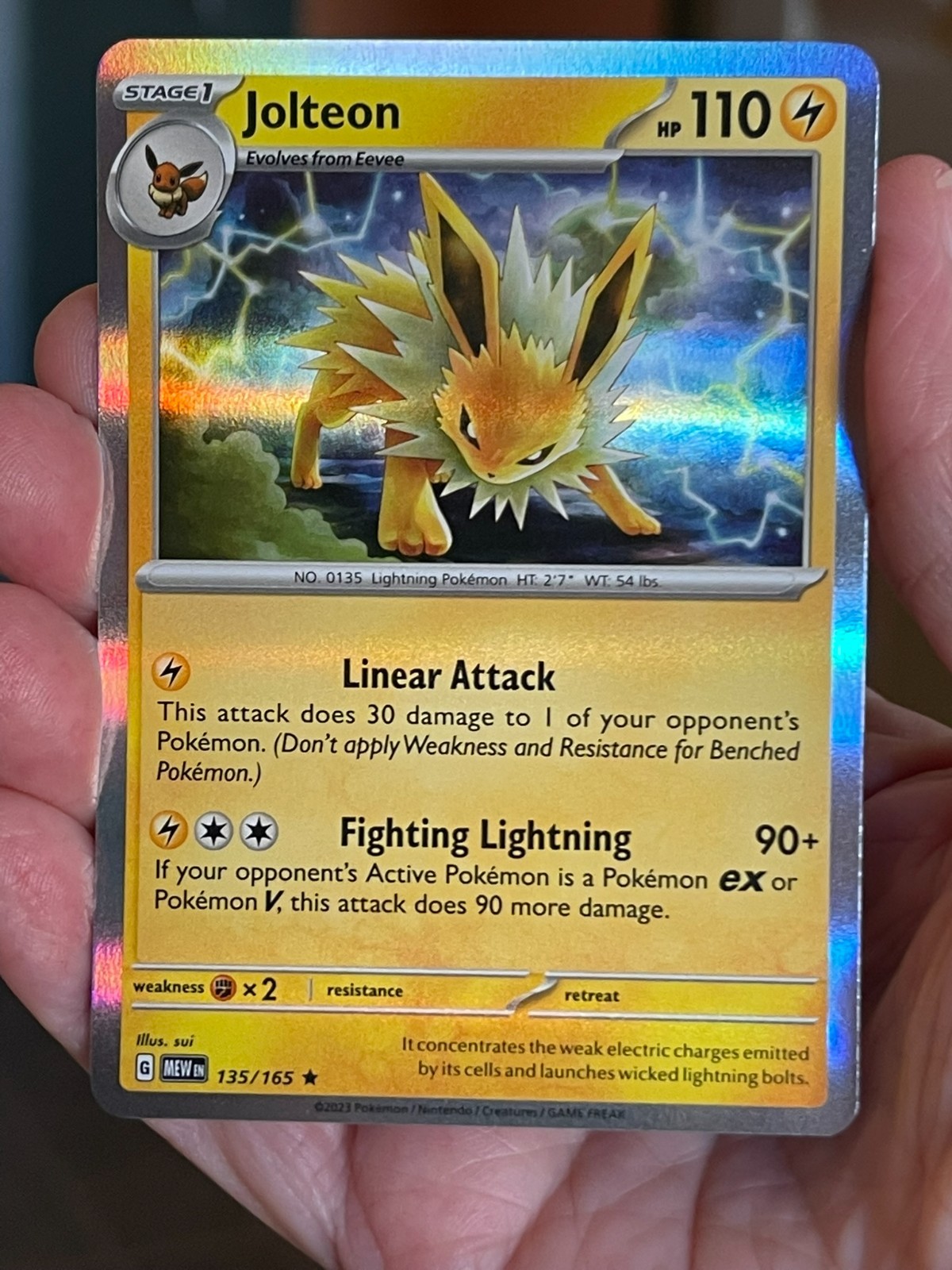POKEMON JOLTEON 135/165 RARE HOLOFOIL SCARLET & VIOLET 151 NM CARD