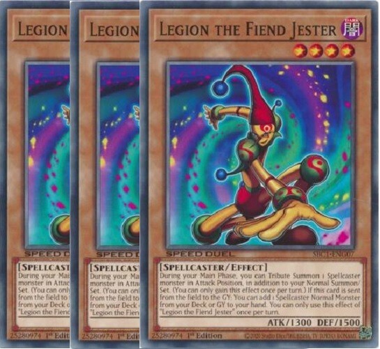 Yugioh – Legion the Fiend Jester x 3 – 1st Edition NM – Plus Free Holo Card