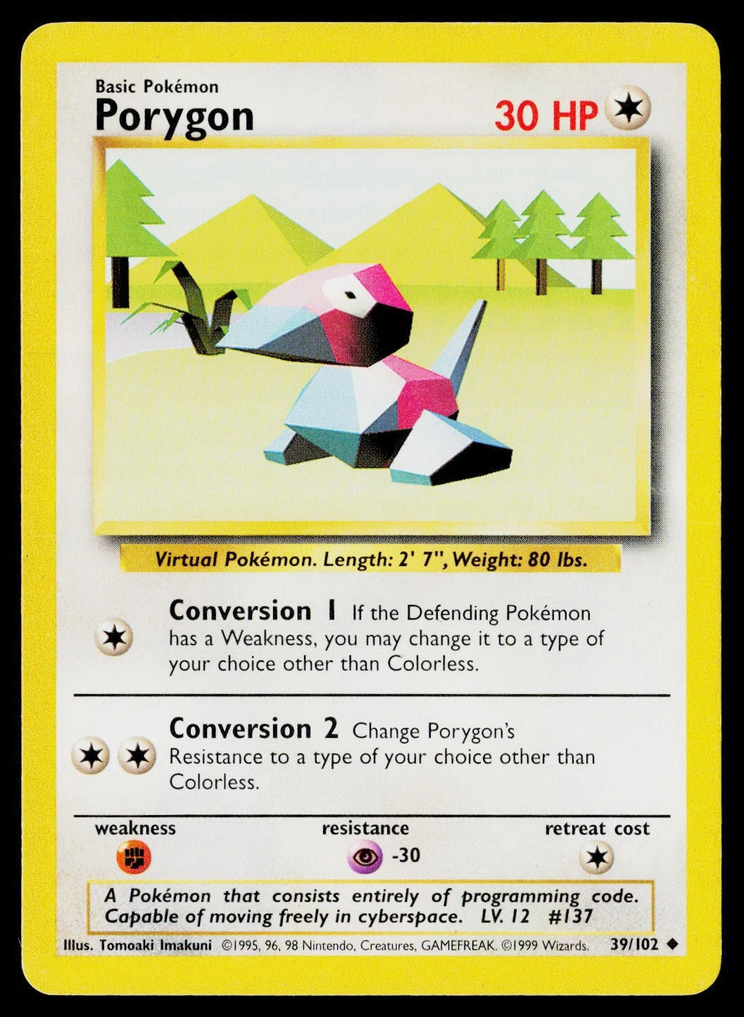 Porygon 39/102 Base Set Uncommon NM Pokemon TCG