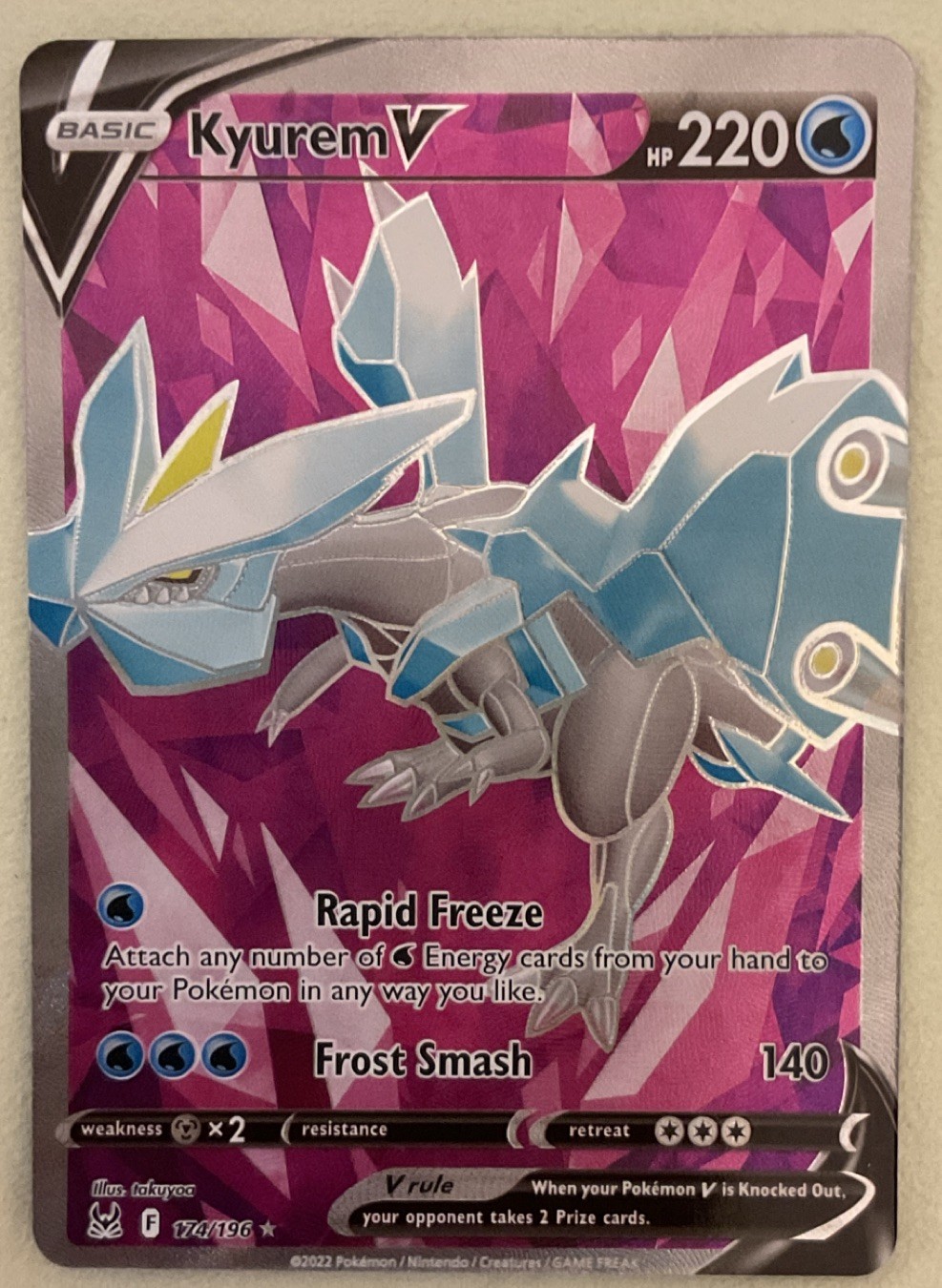 Pokemon TCG Kyurem V 174/196 Lost Origin Ultra Rare Full Art Holo (EN) 2022