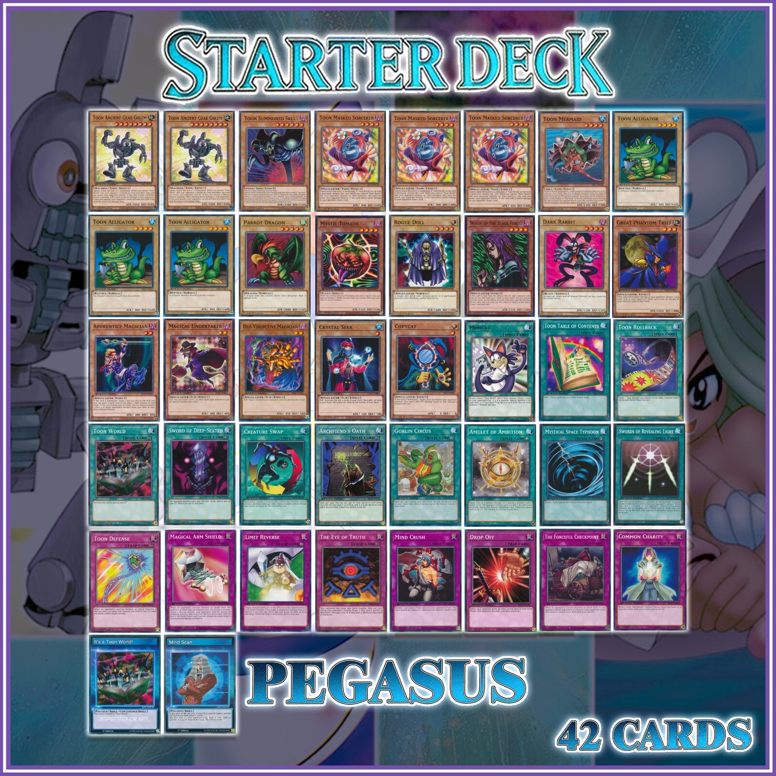 TOON STARTER DECK 42 | Pegasus Golem Skull Mermaid World Duelist Kingdom YuGiOh