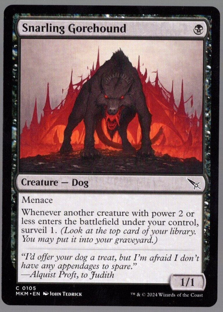 (x4) Snarling Gorehound 0105 Non Foil Playset Karlov Manor MTG Near Mint