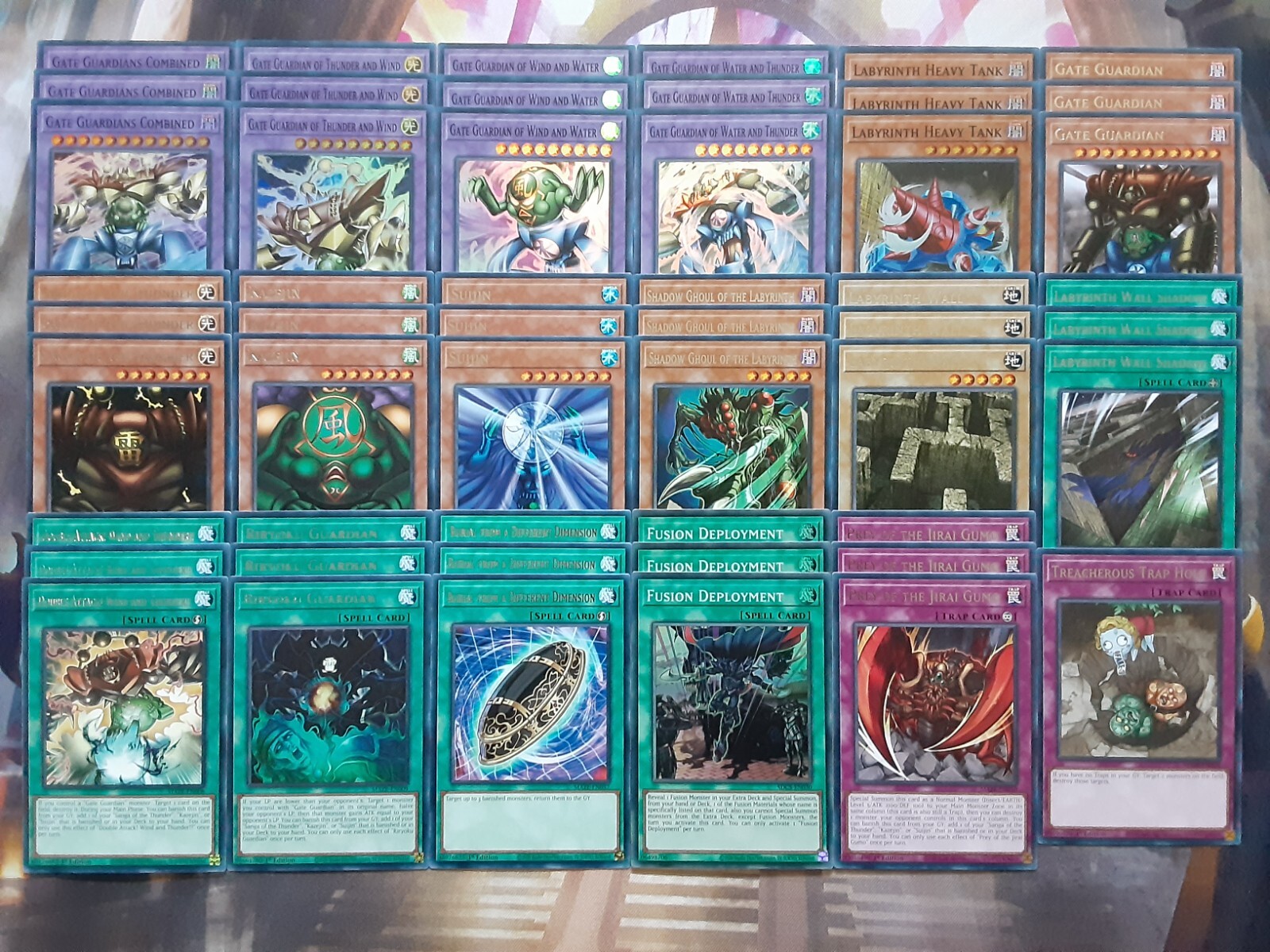 Yugioh Gate Guardian Deck 52 Cards Combined Thunder Wind Water Labyrinth Wall NM