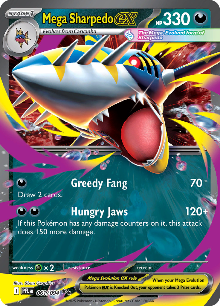 Mega Sharpedo ex 061/094 – Phantasmal Flames- Pokemon TCG – Double Rare