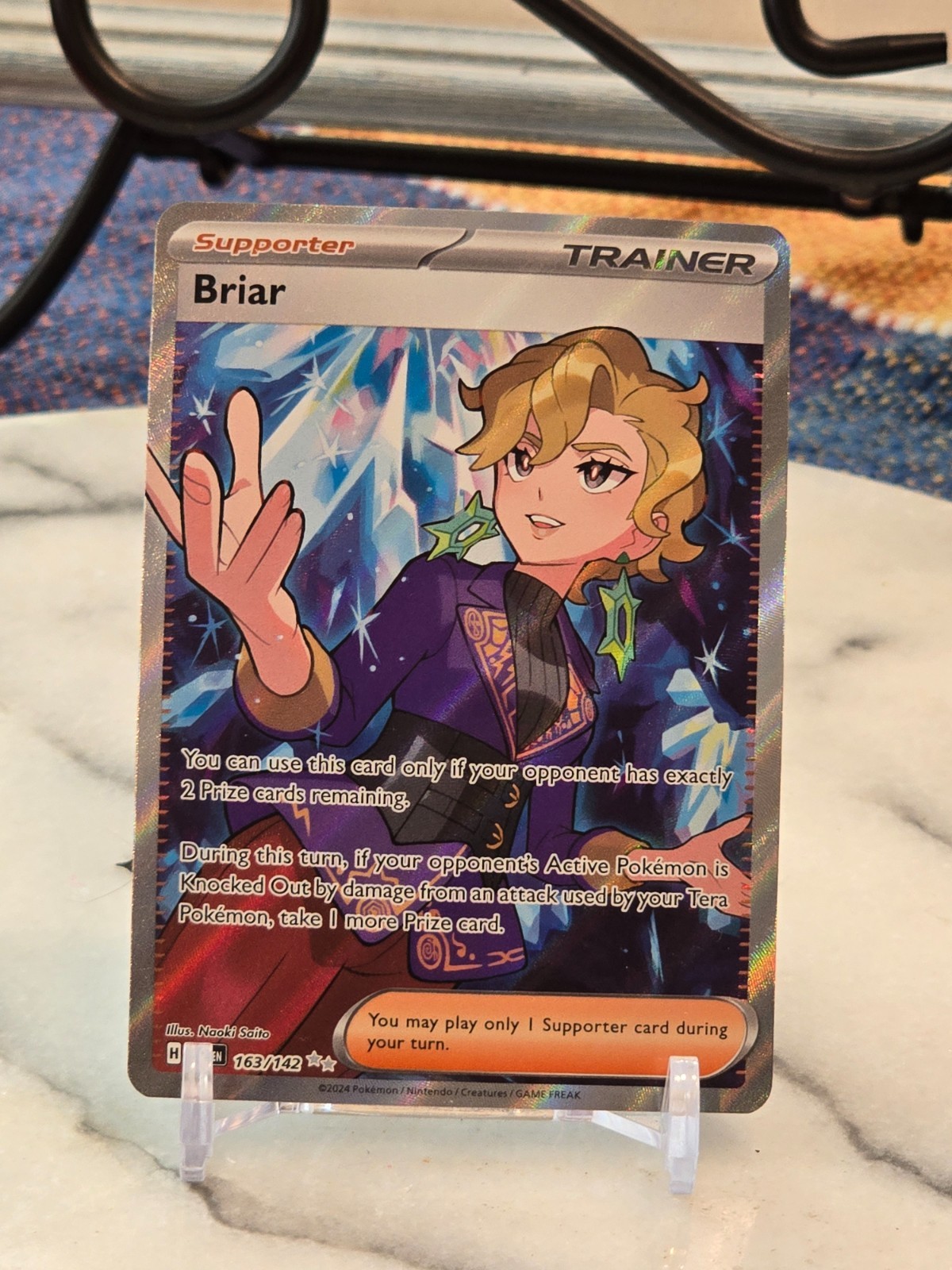 Pokemon TCG Briar 163/142 Sv07: Stellar Crown Holo Full Art LP