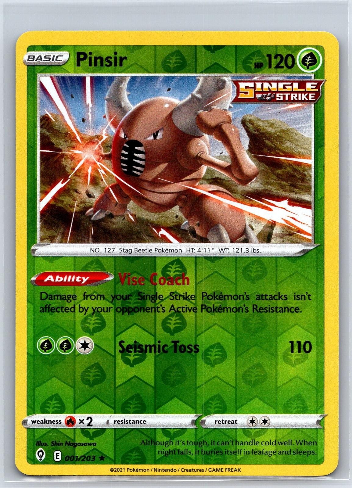 Pinsir 001/203 Rare Evolving Skies Pokemon Reverse Holo NM/M 625-22