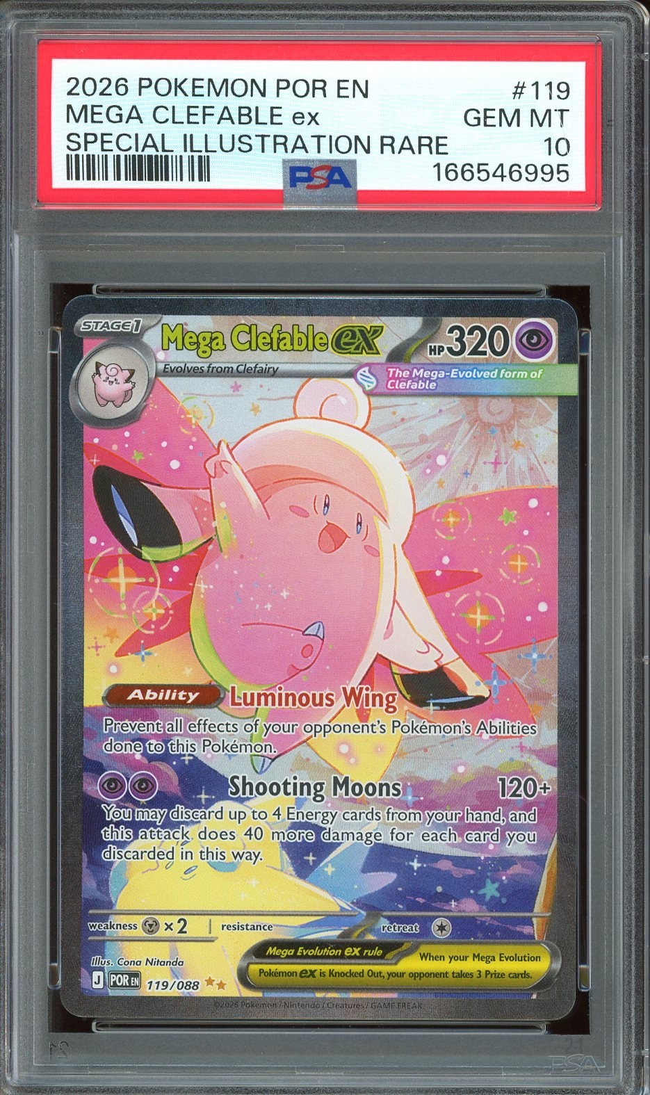 2025 Pokemon Perfect Order EN #119 Mega Clefable ex Special Illustration PSA 10