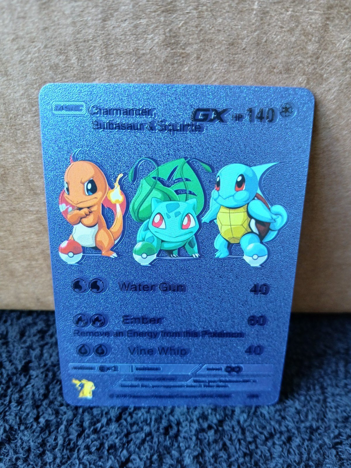 Pokemon Charmander Bulbasaur Squirtle GX Promo Metallic Foil Display Card Mint