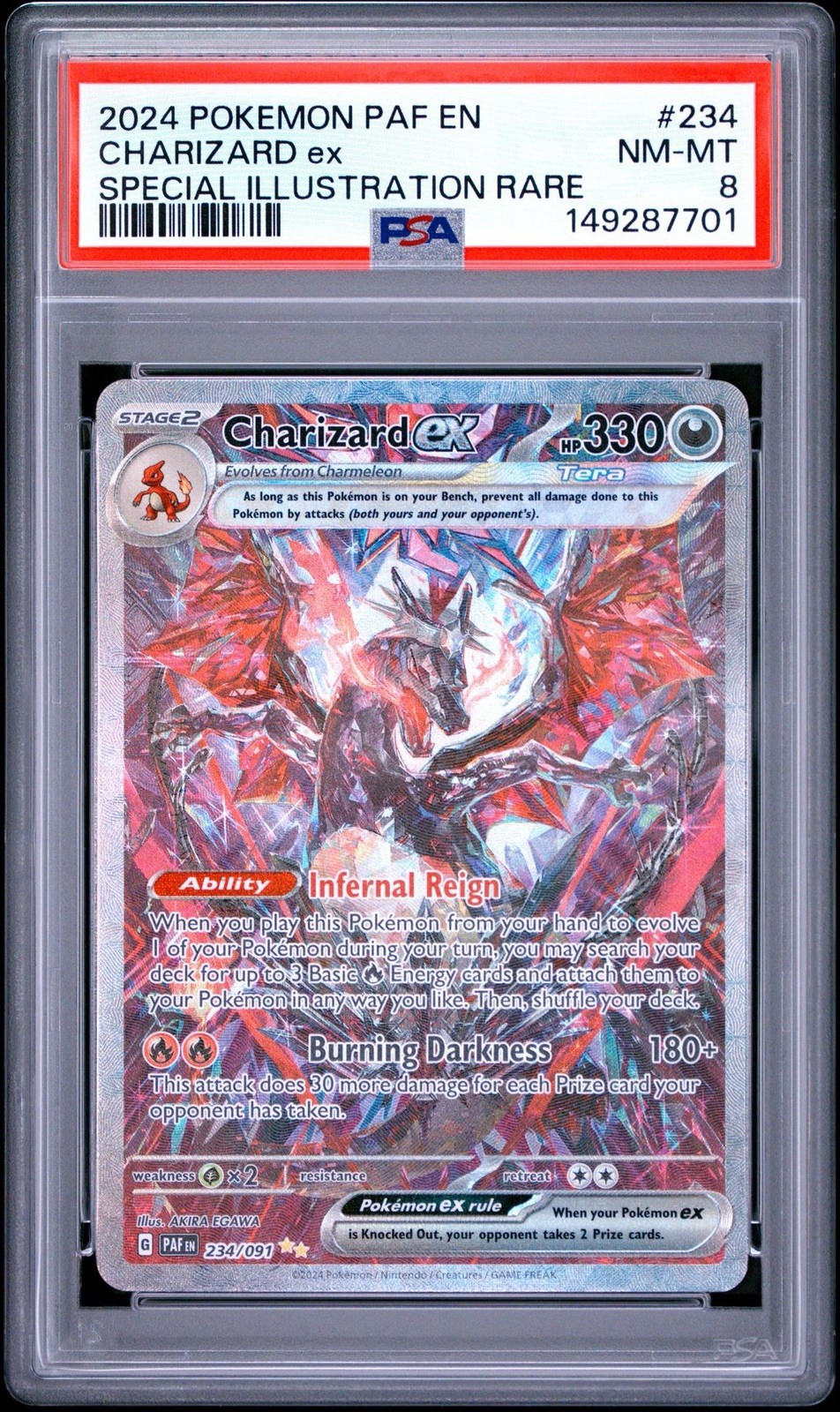 2024 POKEMON PAF EN-PALDEAN FATES SPECIAL ILLUSTRATION RARE CHARIZARD EX PSA 8