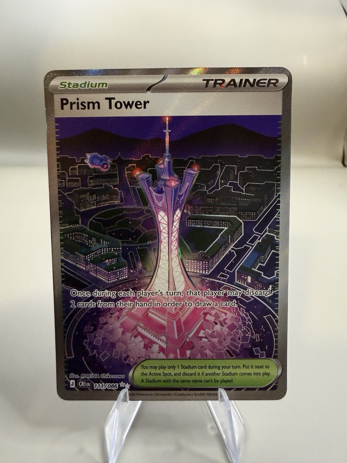Pokémon TCG Prism Tower 111/086 Me04: Chaos Rising Holo NM Ultra Rare