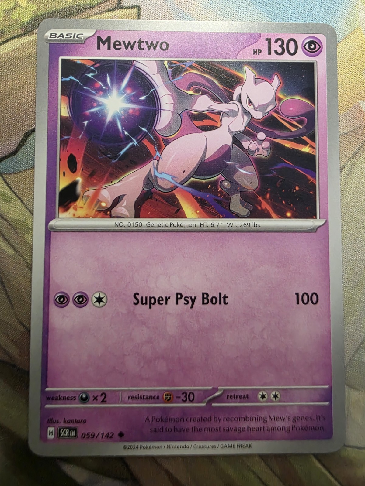 Pokémon Mewtwo 059/142 Sv07: Stellar Crown Uncommon 130 HP Super Psy Bolt Card