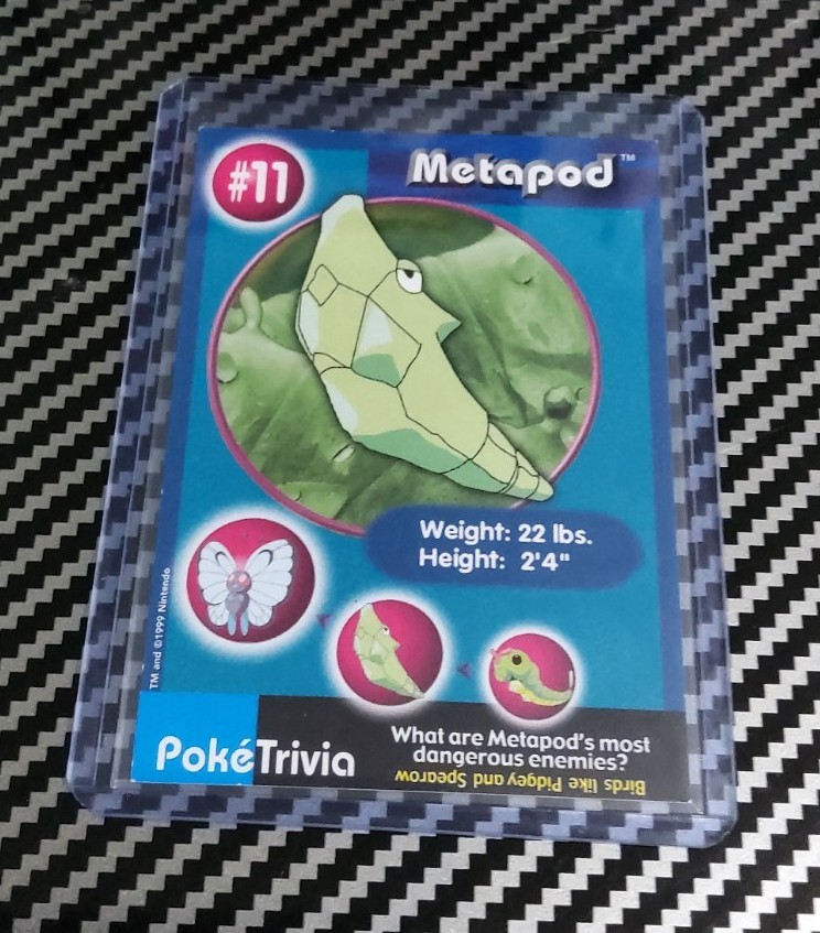 NM/LP Metapod Non Perforated #11 Pokémon Burger King PokeTrivia Original 1999