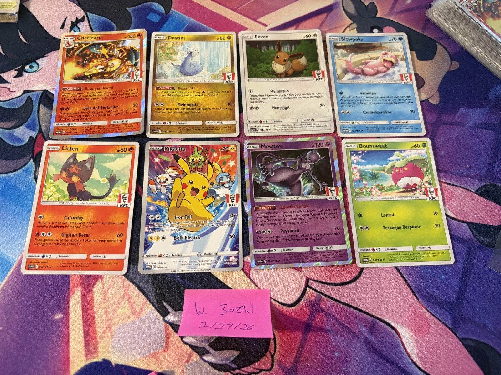 Pokemon KFC PROMO Complete Set 8 Pikachu Charizard Mewtwo Eevee Indonesia 2020