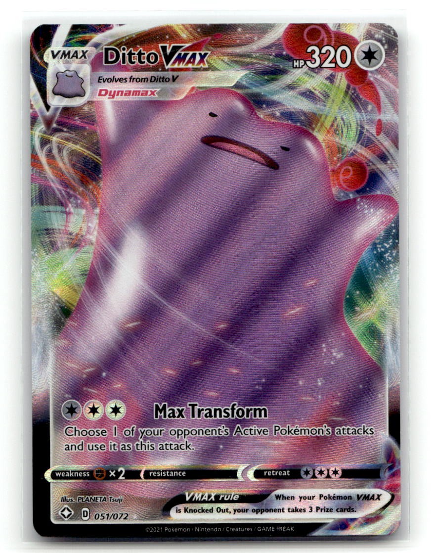 Ditto VMAX 051/072 Holo VMAX Rare Shining Fates Pokemon NM